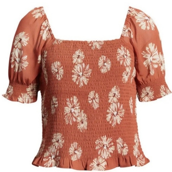 Madewell Georgette Cropped Puff-Sleeve Top - Picture 2 of 6